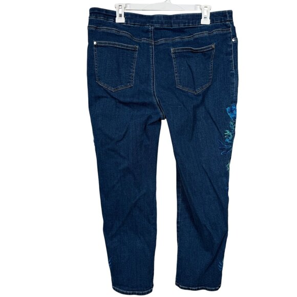 Chico's Blue Floral Embroidered Cropped Jeans - Picture 2 of 6